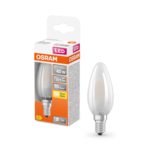 OSRAM Retrofit Classic B LED Lampe Kerzenform matt (ex 40W) 4W / 2700K Warmweiß E14-Leuchtmittel-LEDVANCE Shop