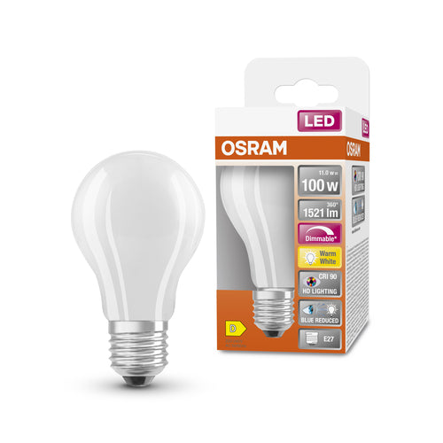 OSRAM Dimmbare LED-Lampe LED SUPERSTAR+ CL A GL FR 100 dim 11W/927 E27 CRI90 BOX, E27 , Warmweiß-Leuchtmittel-LEDVANCE Shop
