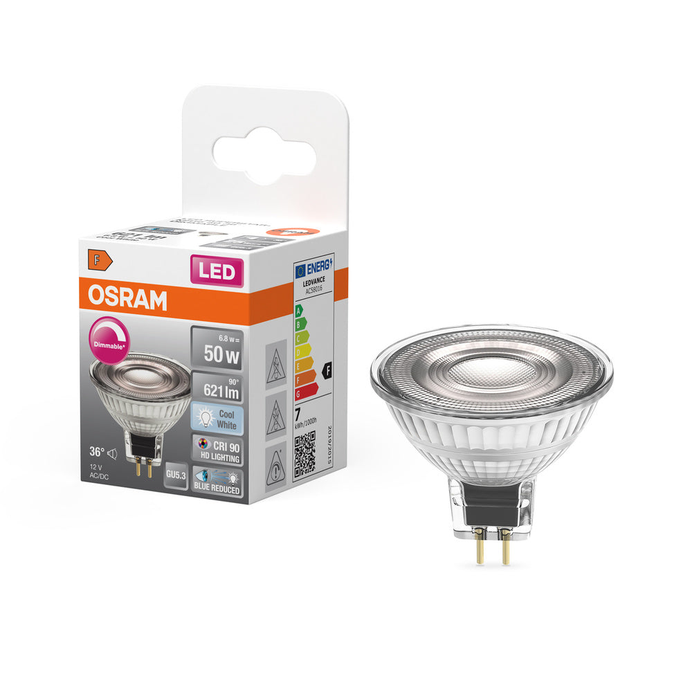 OSRAM Dimmbare LED Reflektor-Lampe LED SUPERSTAR + spot MR16 GL 50 DIM 8W/940 CRI90 GU5.3 , Kaltweiß-Leuchtmittel-LEDVANCE Shop