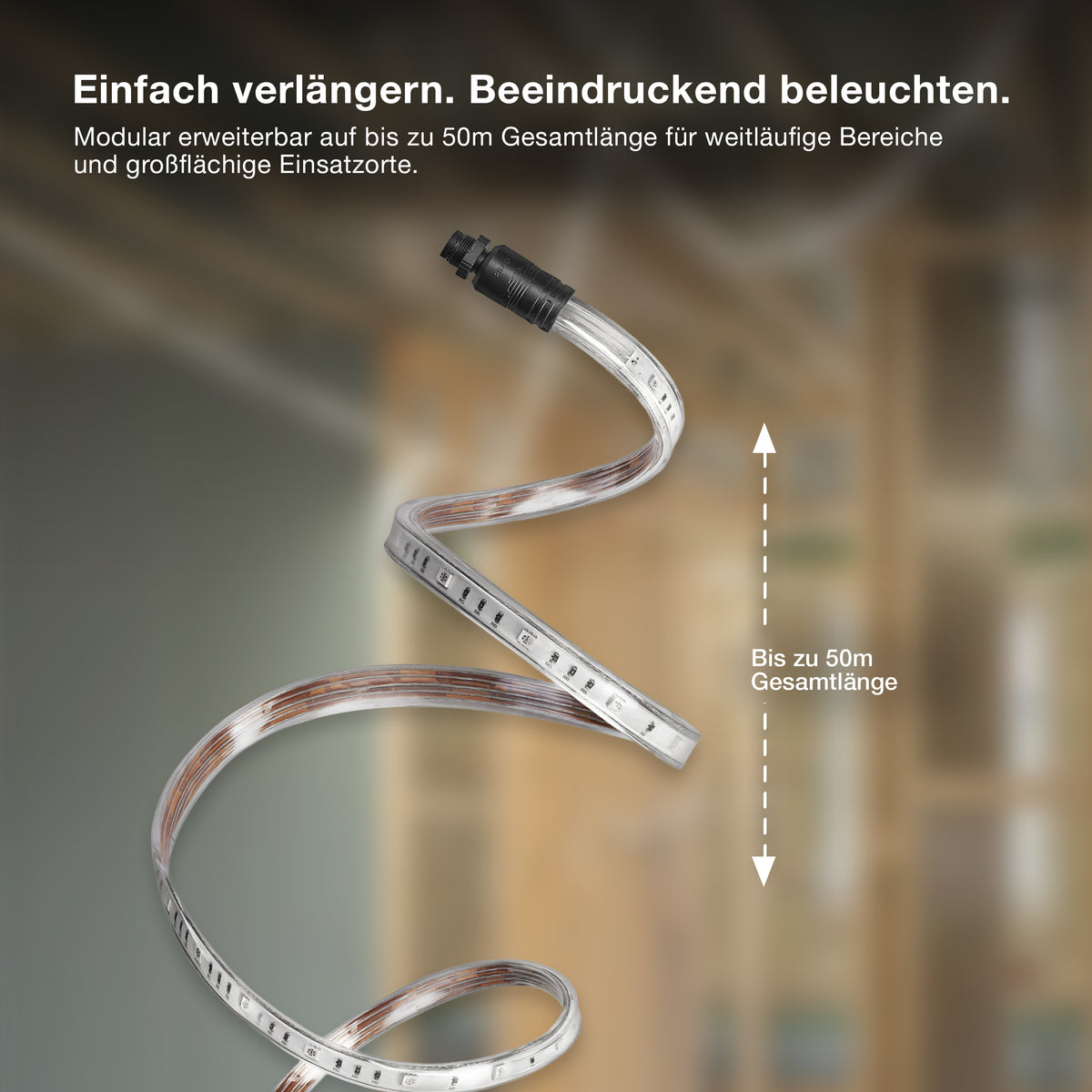 OSRAM Outdoor Flex RGB LED Streifen 10M IP65, inkl. Fernbedienung, bis 50 m erweiterbar, mit Kabeltrommel, Anschlusskabel, Zubehör