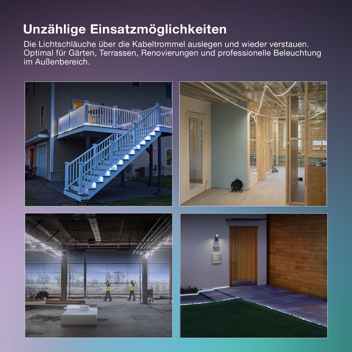 OSRAM Outdoor Flex LED Streifen 15M IP65, kaltweiß, bis 50 m erweiterbar, inkl. Kabeltrommel, Montagezubehör, Anschlusskabel