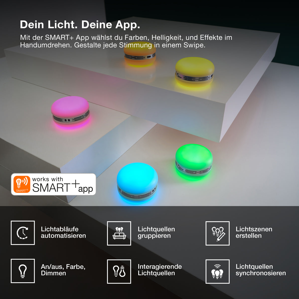 OSRAM Bluetooth SMART+ Macaron Lautsprecher mit Bewegungssteuerung, LED-Licht RGB,  Pink