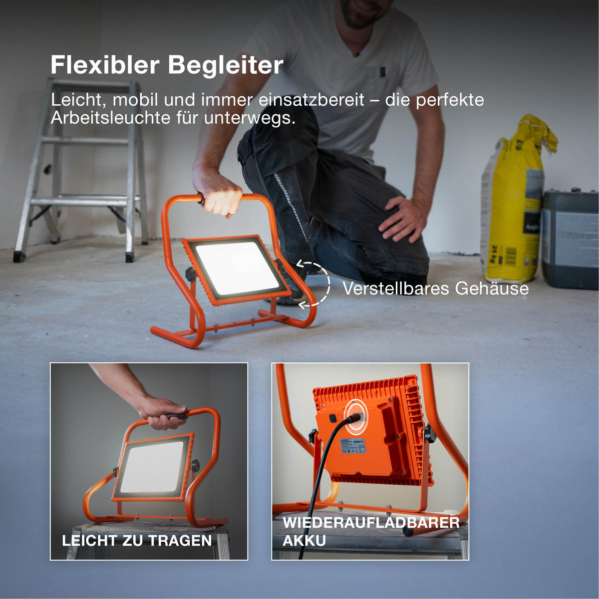 OSRAM WORKLIGHTS BATTERY R-STAND Akku USB LED Baustrahler 30W / 4000K
