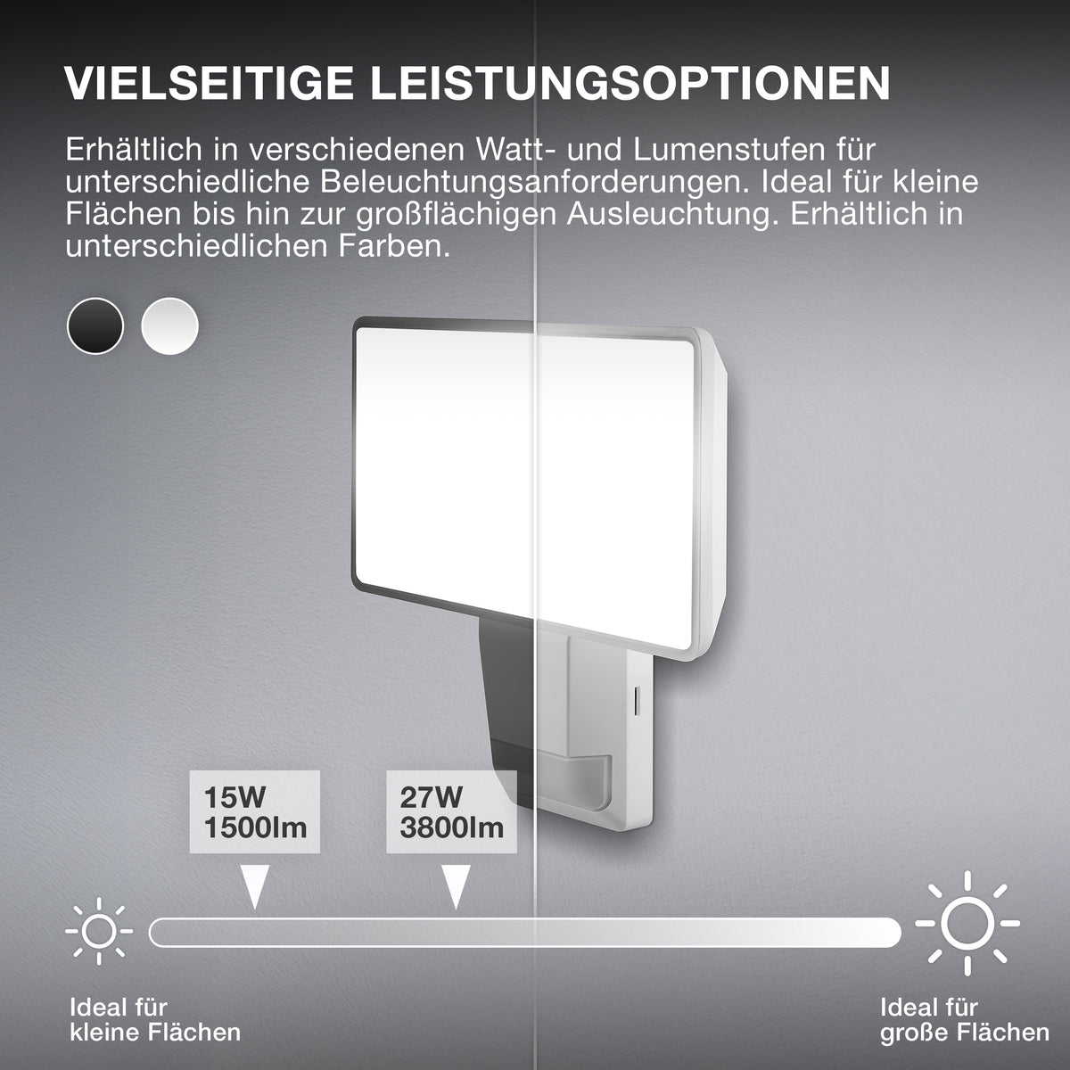 OSRAM ENDURA PRO Hocheffizienter Außenwand-Sensorstrahler mit weitem Ausstrahlungswinkel in innovativem optischen Design, 27W in Dunkelgrau, IP55-Schutz, für Parkplatz und Parks