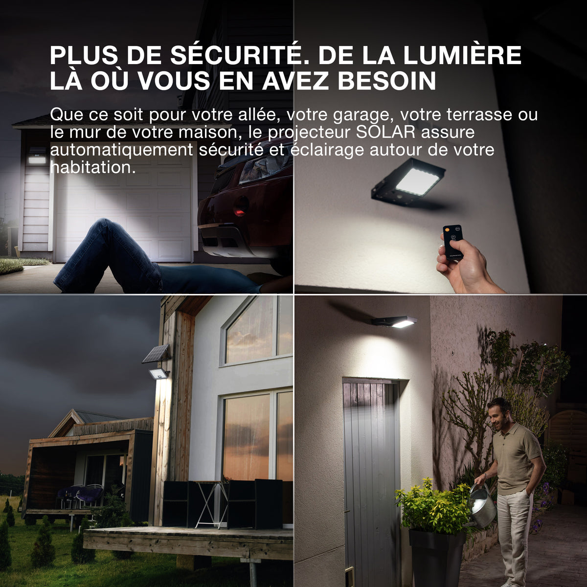 OSRAM LED-Solar-Außenleuchte Endura Outdoor schwarz mit Flutlicht und Solar-Panel, 5 m langes Kabel, mit Fernbedienung und PIR-Bewegungsmelder, 10 W, 1400 lm, 840, 4000 K Lichtfarbe, EEK A
