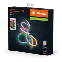 LEDVANCE Neon Digital Flex mehrfarbige Outdoor-LED-Strips 5m mit RGB + RC aus Silikon, IP44-Schutz, indirekte und direkte Beleuchtung für Garten und Balkon