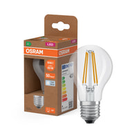 OSRAM LED LAMPS ENERGY CLASS A ENERGY EFFICIENCY FILAMENT CLASSIC A in A-Form, LED-Lampe, Bleifreies Glas, Klar, 3,8 W, 806 lm, Kaltweiß, Energieeffizienzklasse: A