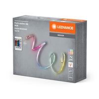 LEDVANCE FLEX AUDIO 3M LED-Streifen VR RC, weiß, 10W, 120lm, warmweißes Licht, integrierter Sound-Receiver, RGB-Farbsensor, Fernbedienung, lange Lebensdauer, einfache Montage, Schutzklasse IP20