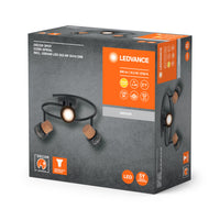 LEDVANCE DECOR SPOT CORK Spiral, 3 x 3,4W, 690lm, schwarz, Spotleuchte, verstellbare Köpfe, vielseitig anwendbar, Innenraumspot, austauschbare LED-Lampen, dimmbar, warmweiße Lichtfarbe, GU10