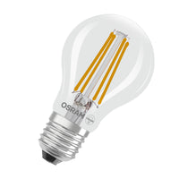 OSRAM LED CLASSIC A ENERGY EFFICIENCY A DIM in A-Form, LED-Lampe, Bleifreies Glas, Klar, 3,8 W, (ex 60 W), 806 lm, Warmweiß, 2700 K, Dimmbar, Energieeffizienzklasse: A