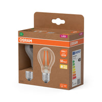 OSRAM LED LAMPS ENERGY CLASS A ENERGY EFFICIENCY FILAMENT CLASSIC A in A-Form, LED-Lampe, Bleifreies Glas, Klar, 3,8 W, 806 lm, Warmweiß, Energieeffizienzklasse: A, 2er