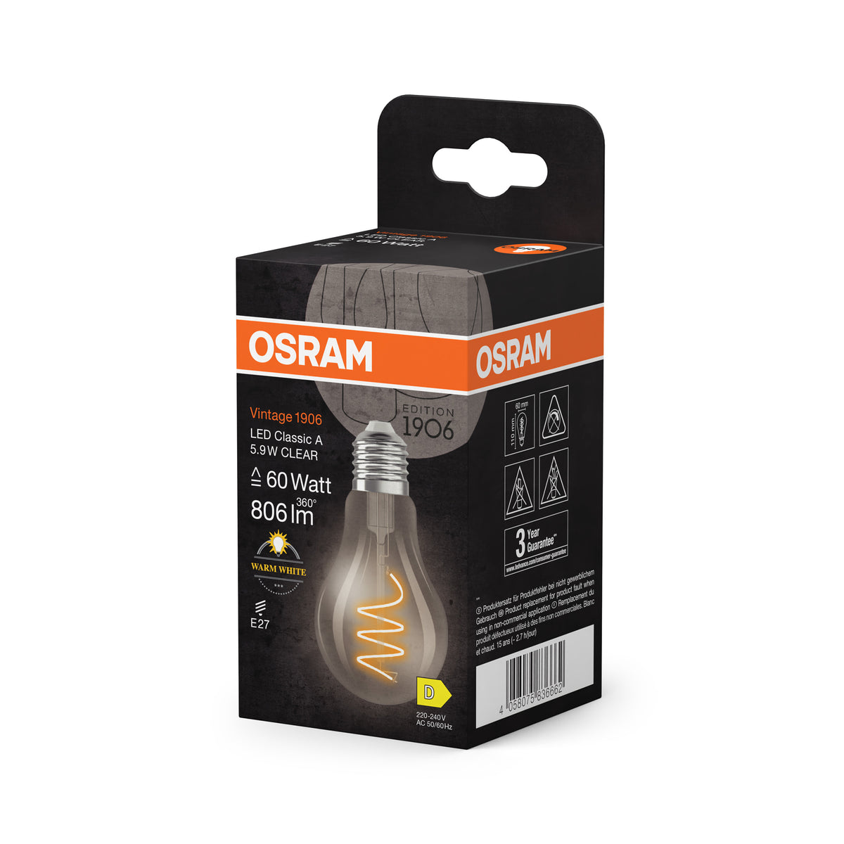 OSRAM Vintage 1906 Classic LED-Lampe Klar, 5.9W, 806lm, E27 , Warmweiß-LEDVANCE Shop