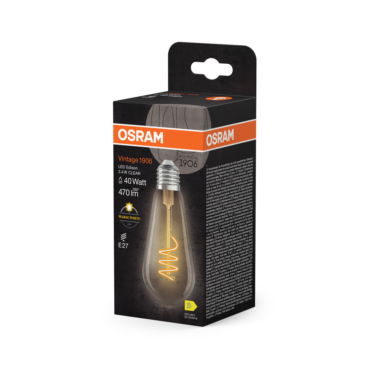 OSRAM Vintage 1906 Edison LED-Lampe Klar, 3.4W, 470lm, E27 , Warmweiß-LEDVANCE Shop
