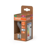 OSRAM LED CLASSIC A ENERGY EFFICIENCY A DIM in A-Form, LED-Lampe, Bleifreies Glas, Klar, 3,8 W, (ex 60 W), 806 lm, Kaltweiß, 4000 K, Dimmbar, Energieeffizienzklasse: A