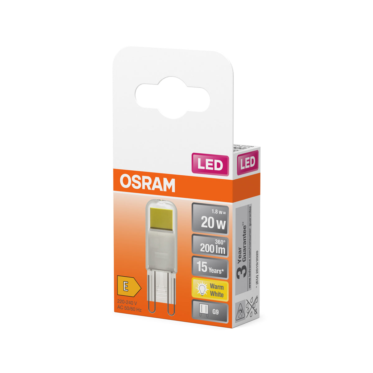 OSRAM LED Stiftsockellampe PIN Klar, 1.8W, 200lm, G9, 15 mm , Warmweiß-LEDVANCE Shop