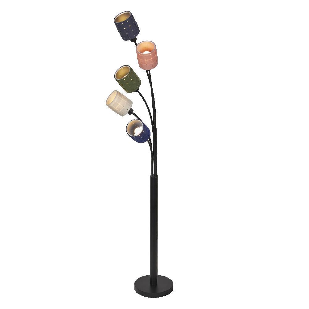LEDVANCE Standleuchte 5-flammig Decor Felt Weaving Cans aus Filz und Metall, E14, 1730mm Höhe, warme Lichteffekte durch gewebten Schirm, langlebig durch austauschbare Lichtquelle, einfache Montage