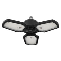 LEDVANCE Highbay Blade Deckenlampe in Schwarz, Aluminium, mit verstellbaren Lichtflügeln, bietet 40 W bzw. 4300 lm in Neutralweiß mit 4000 K, E27 Schraubgewinde, 337. 5 mm Durchmesser, IP20