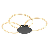 LEDVANCE Decor Aura Deckenleuchte aus geschwungenem Polycarbonat mit LED und Filament-Design, 21 W, 2200 lm, 3000 K, 830 warmweiß, Click dimmbar, dunkelgrau, Kunststoff (PC), IP20