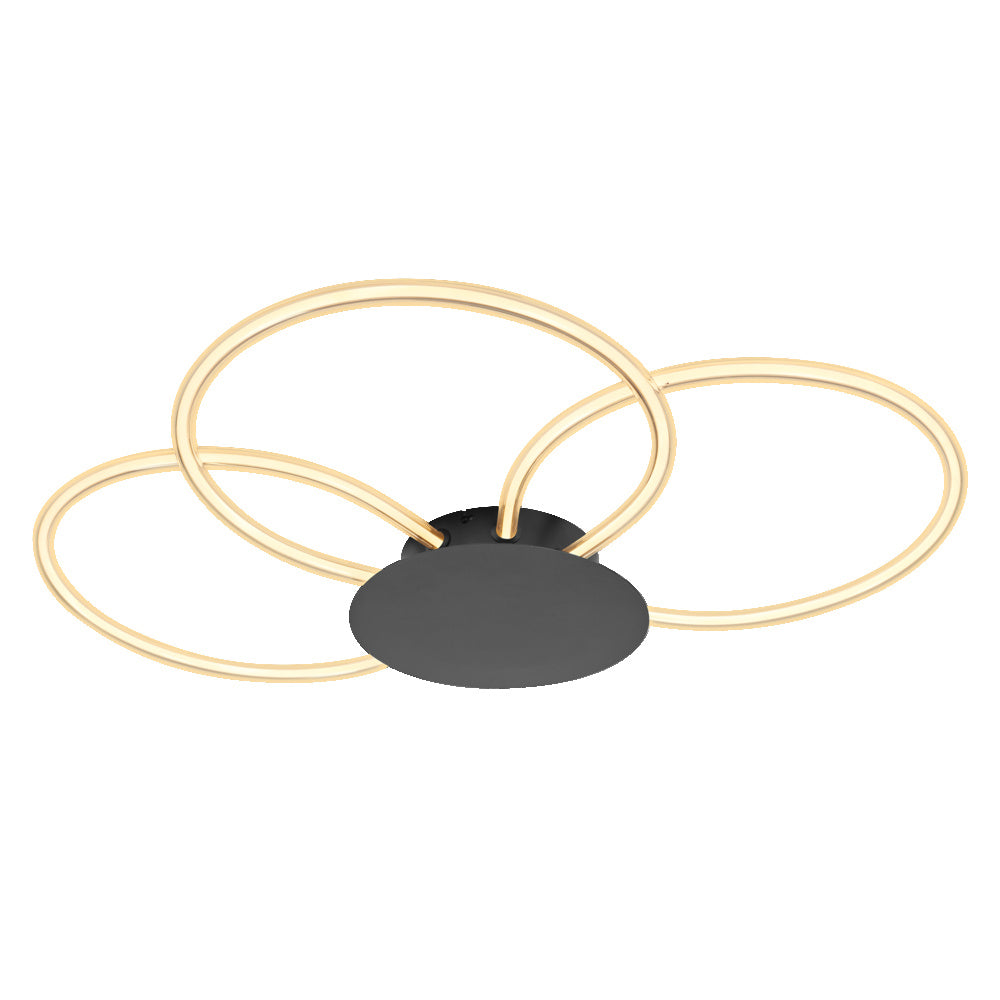 LEDVANCE Decor Aura Deckenleuchte aus geschwungenem Polycarbonat mit LED und Filament-Design, 21 W, 2200 lm, 3000 K, 830 warmweiß, Click dimmbar, dunkelgrau, Kunststoff (PC), IP20