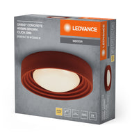 LEDVANCE ORBIS Concrete, braune Beton-Deckenleuchte mit LED, 18W, 1500lm, 3000K freundliches Warmweiß, durch Klicken in 3-Stufen dimmbar, 400mm Durchmesser, IP20 Schutz, für Badezimmer geeignet