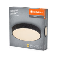 LEDVANCE ORBIS Yummy LED-Deckenleuchte mit Metallring, schwarz, 24W, 1450lm, 3000K, 390mm, 830 freundliches Warmweiß, durch Klicken dimmbar, IP20 Schutz, Montageschrauben und Dübel inklusive