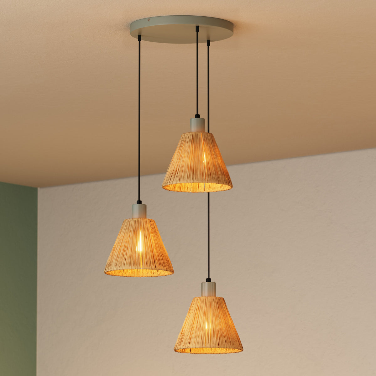LEDVANCE DECOR Pendelleuchte Decor Raffia Plate grün, 3xE27, inkl. Leuchtmittel-LEDVANCE Shop