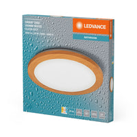 LEDVANCE ORBIS Disc Wand-/Deckenleuchte mit LED, Holzdekor, 22W, 1800lm, 3000/4000K, via Wandschalter mit Click CCT einstellbar, 30cm Durchmesser, IP44 Schutz für Badezimmer, Schrauben/Dübel inklusive