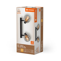 LEDVANCE DECOR Spot Firefly Wandleuchte, 2x2. 8W, E14, 500lm, 2700K, warmweiß, dimmbar, IP20, Metall/Glas, schwarz, LED enthalten und austauschbar