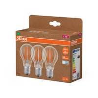 OSRAM LED LAMPS ENERGY CLASS A ENERGY EFFICIENCY FILAMENT CLASSIC A in A-Form, LED-Lampe, Glas, klar, 7,2 W, 1521 lm, 4000 K, Energieeffizienzklasse: A, CRI 80