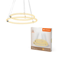 LEDVANCE Decor Aura, 2-flammige Pendelleuchte aus geschwungenem Polycarbonat mit LED und Filament-Design, 21W, 2400 lm, 3000 K, 830 warmweiß, Click dimmbar, dunkelgrau, Kunststoff (PC), 498 mm, IP20