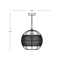 LEDVANCE DECOR Cage Globe Pendant Hängeleuchte, E27, nicht dimmbar, IP20, Rattan/Metall, 300mm, schwarz/braun