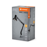LEDVANCE Office Line Retro-Klemmleuchte mit langem Arm in Schwarz aus Metall und Kunststoff, stufenlos dimmbar, mit IP20-Schutz, für das Home Office