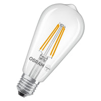 OSRAM LED LAMPS ENERGY CLASS A  ENERGY EFFICIENCY FILAMENT CLASSIC EDISON , LED-Lampe, Bleifreies Glas, Klar, 2,2 W, 470 lm, Warmweiß, Energieeffizienzklasse: A