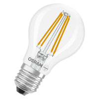 OSRAM LED LAMPS ENERGY CLASS A ENERGY EFFICIENCY FILAMENT CLASSIC A in A-Form, LED-Lampe, Bleifreies Glas, Klar, 5 W, 1055 lm, Kaltweiß, Energieeffizienzklasse: A, 2er