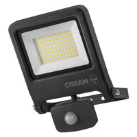OSRAM ENDURA FLOOD PC 50W LED-Fluter mit Sensor, 3000K warmweiß, 5000 Lumen, IP44 Flutlicht Bewegungserkennung, Reichweite bis 9m, Grau