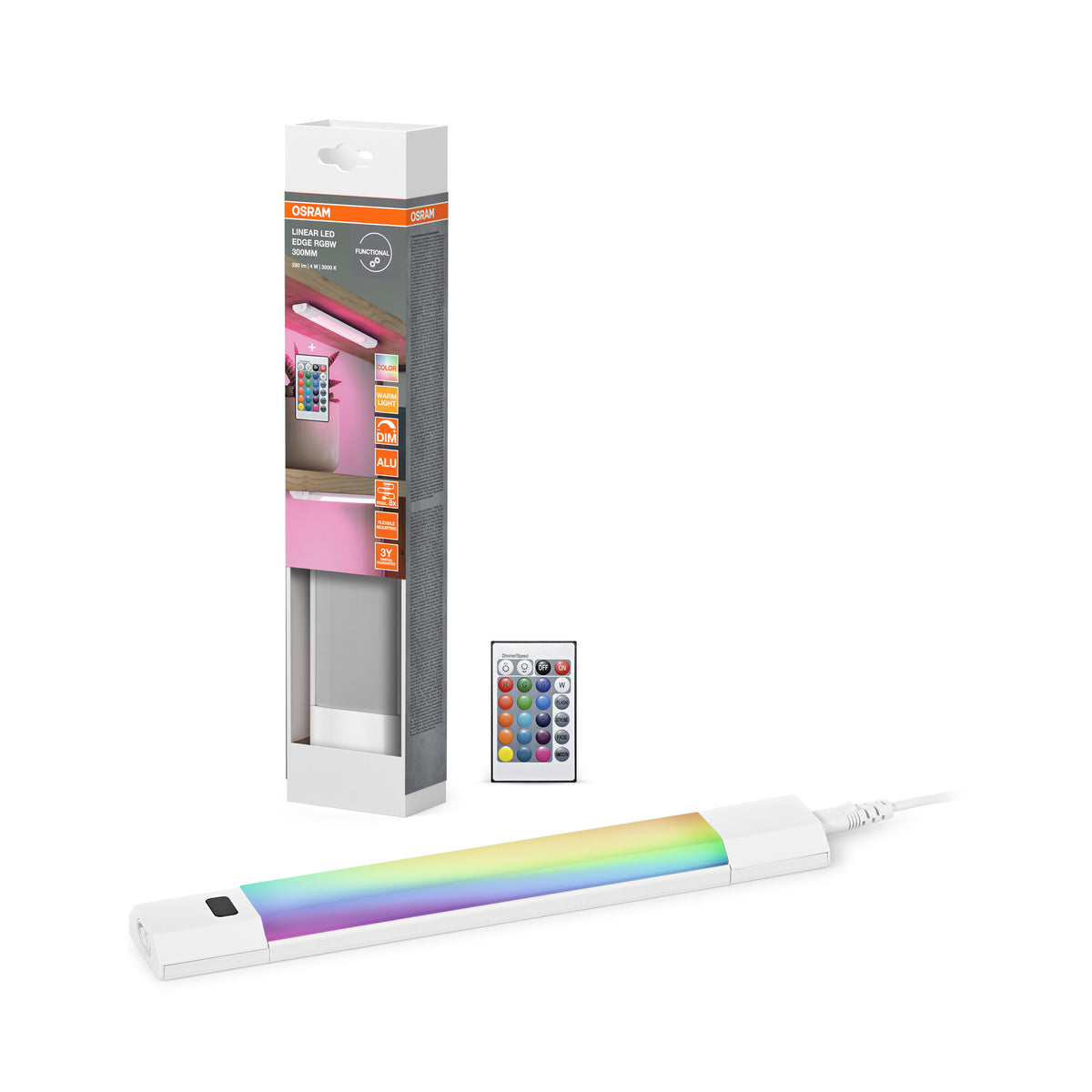 OSRAM Linear Edge Sensor Unterbauleuchte 30cm 4W RGBW DIM Fernbedienung