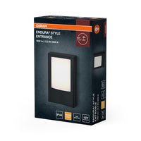 OSRAM ENDURA STYLE ENTRANCE Außenleuchte, 12,5W, 900lm, Eingangsleuchte, dunkelgrau IP44 Schutzklasse, 3. 000K Farbtemperatur, warmweiße Lichtfarbe