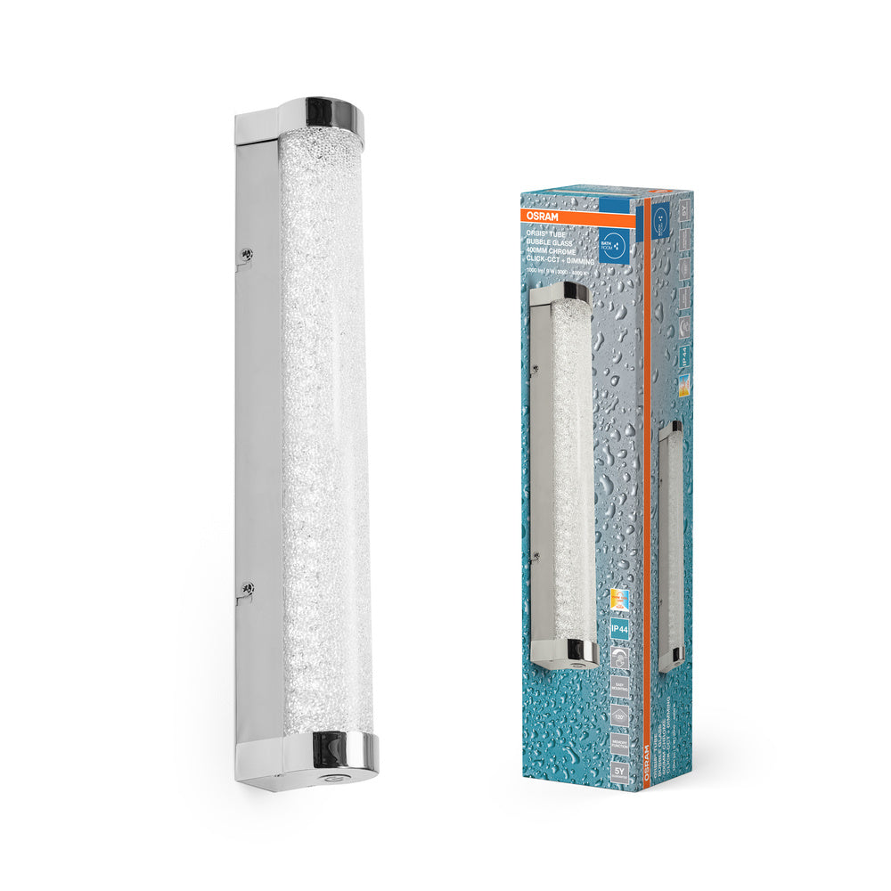 OSRAM ORBIS Tube Badezimmer Spiegel-/Wandleuchte Blasen-Glas 9W 40cm Chrom