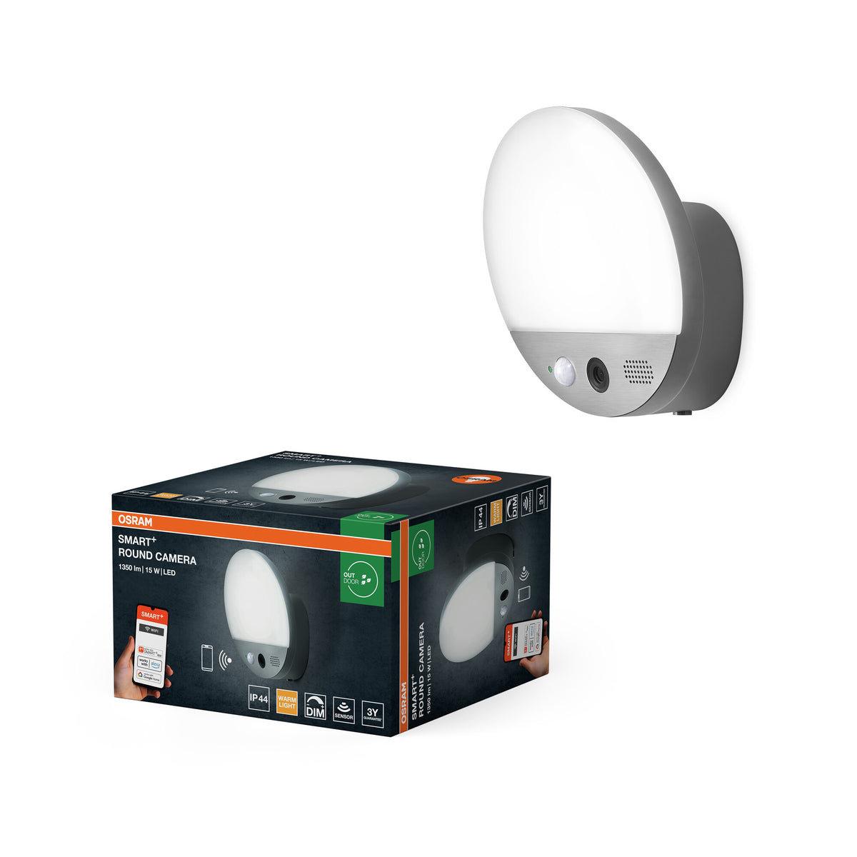 OSRAM SMART+ Wandleuchte inkl. Kamera rund Grau