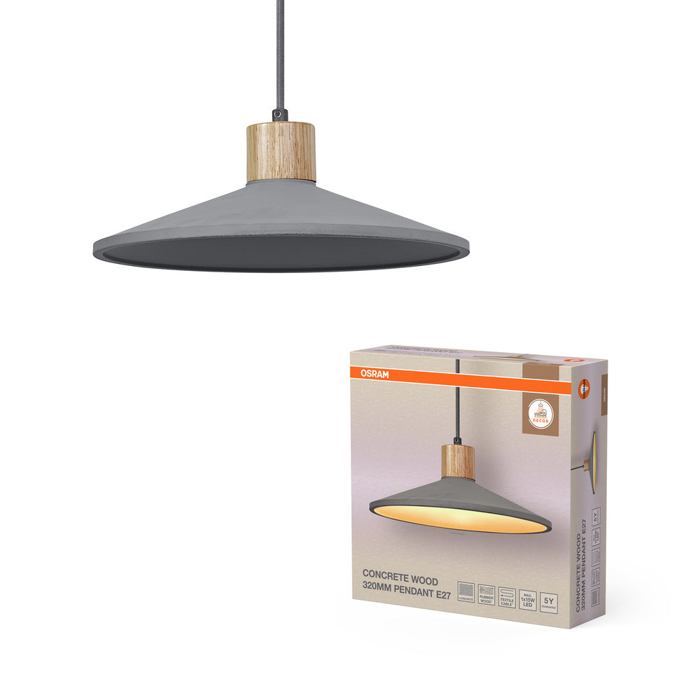 OSRAM DECOR Concrete Wood Beton Pendelleuchte, E27, 320 mm