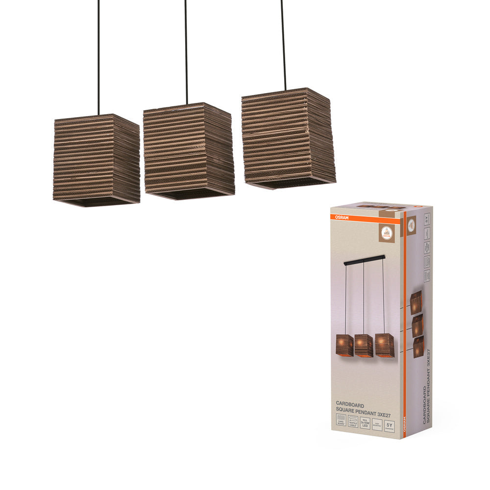 OSRAM DECOR Pendelleuchte Decor Cardboard Square braun, 3xE27