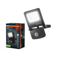 OSRAM ENDURA FLOOD PC 10W LED-Fluter mit Sensor, 4000K, 1000 Lumen, IP44 Flutlicht mit Bewegungsmelder 9m Reichweite, einstellbar, Grau