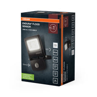 OSRAM ENDURA FLOOD PC 10W LED-Fluter mit Sensor, 4000K, 1000 Lumen, IP44 Flutlicht mit Bewegungsmelder 9m Reichweite, einstellbar, Grau