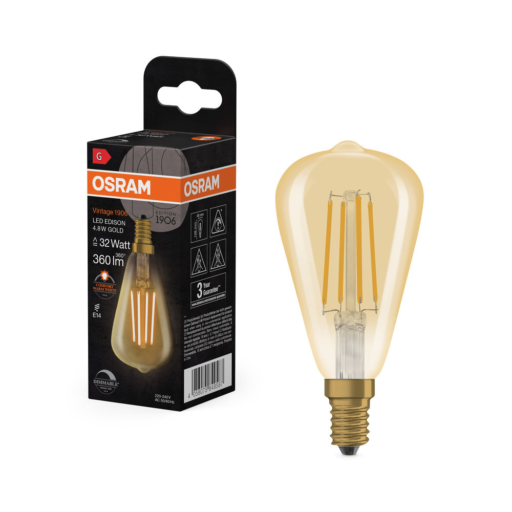 OSRAM Vintage 1906® LED Classic Edison dimmbar 4.8W 822 Gold E14 1