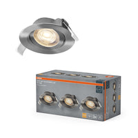 OSRAM LED Spot Recess Einbaustrahler Set schwenkbar 4.9W 36° Satin-Nickel ⌀75 mm