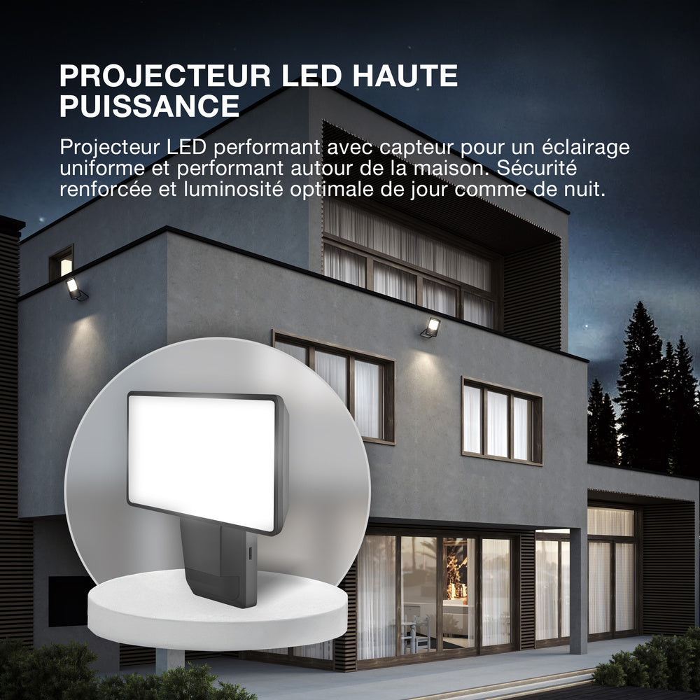 OSRAM ENDURA PRO Hocheffizienter Außenwand-Sensorstrahler mit weitem Ausstrahlungswinkel in innovativem optischen Design, 27W in Dunkelgrau, IP55-Schutz, für Parkplatz und Parks