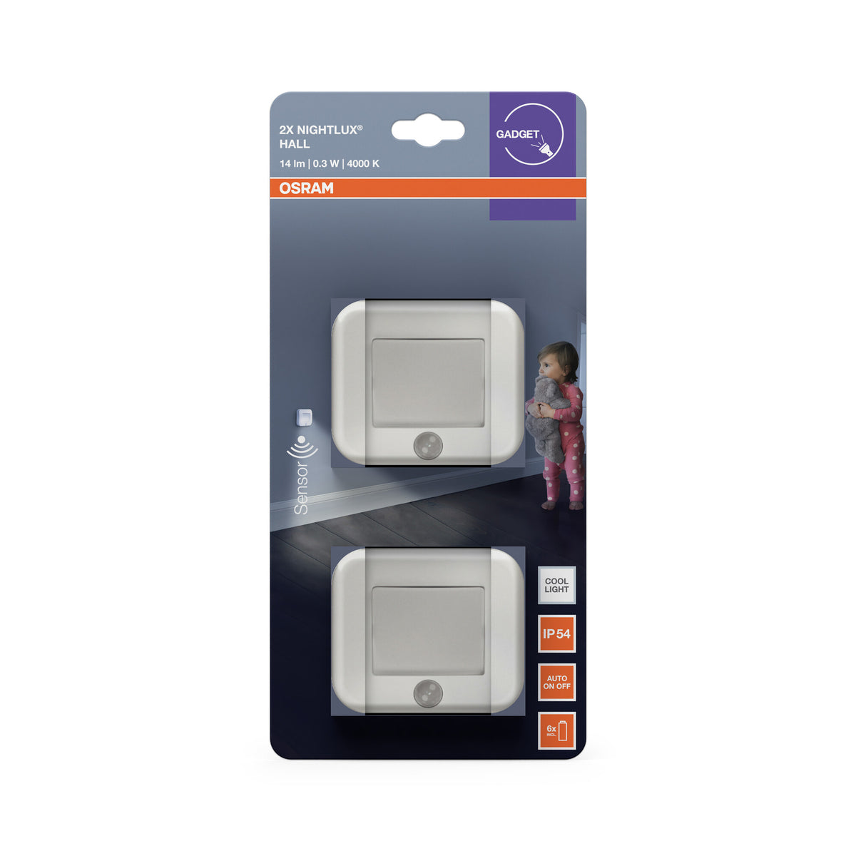 OSRAM Nachtlicht, Weiß, 4000 K, 14 lm, IP54, 2er-Set