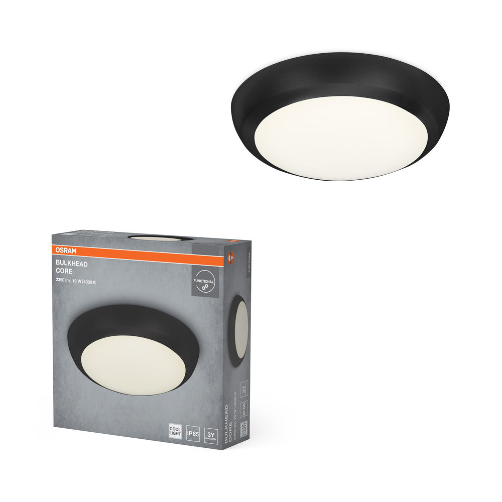 OSRAM LED BULKHEAD CORE Deckenleuchte, 16W, 4000K, Kaltweiß, Schwarz