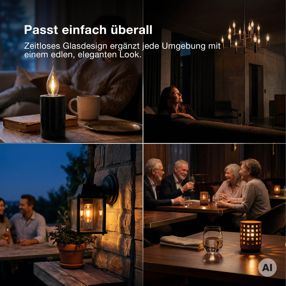 OSRAM Ledstick Flame Star Stick LED Lampe, Flammeneffekt, 1W, 1800K, Warmweiß, E27