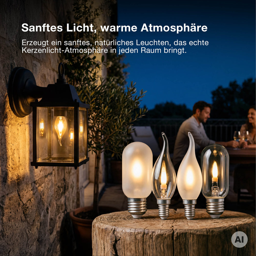 OSRAM Ledstick Flame Star Stick LED Lampe, Flammeneffekt, 1W, 1800K, Warmweiß, E27